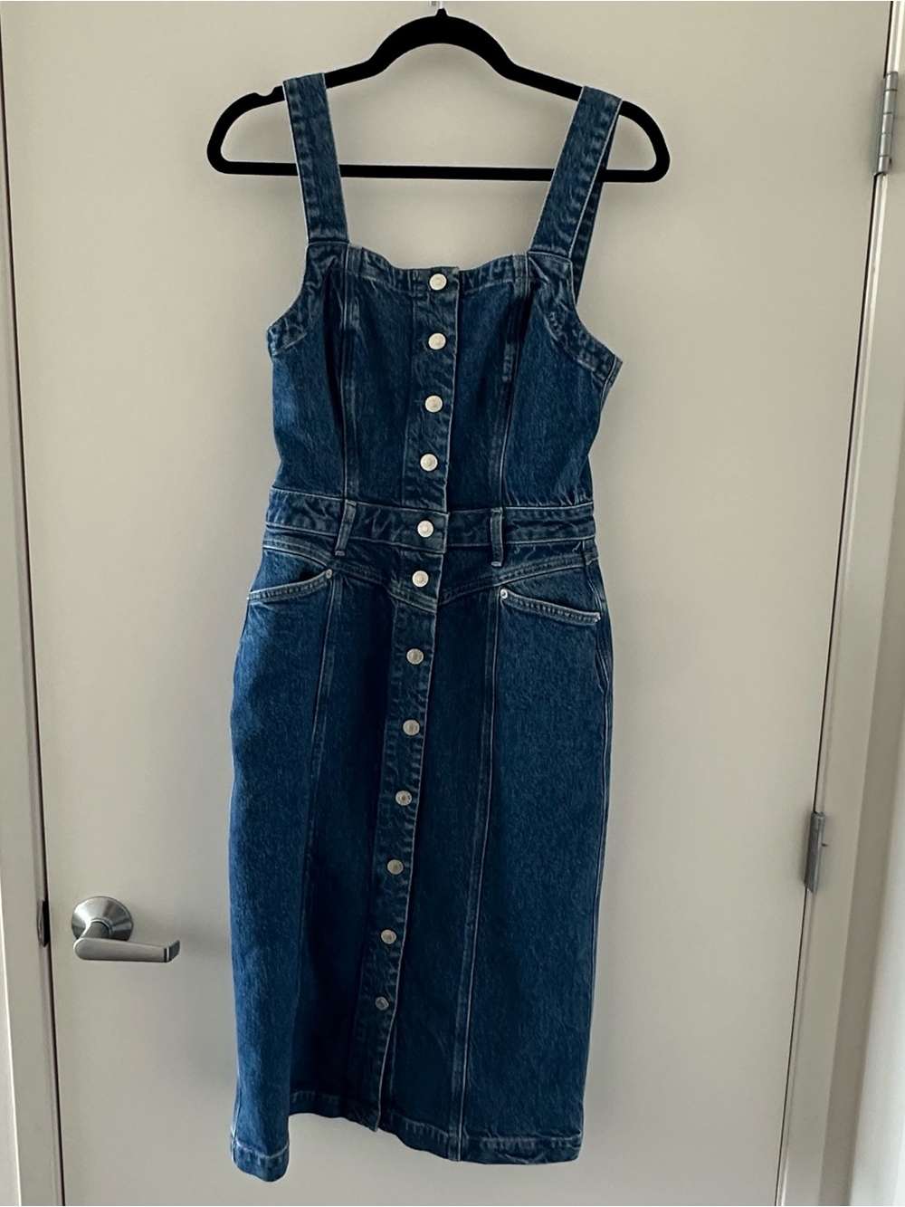 Rails Denim Button-Front Jeans Overalls Dress